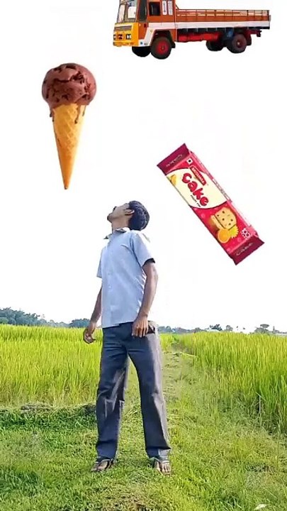 Ice cream, KitKat, Biscuit, Parle - G Eating vs Vehicles - Funny vfx magic game