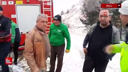 Bolu'da şarampole devrilen cipin sürücüsü ölümden ağaç sayesinde kurtuldu