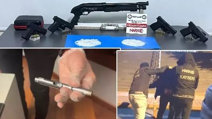 Kayseri’de uyuşturucu operasyonunda kalem görünümlü silah ele geçirildi