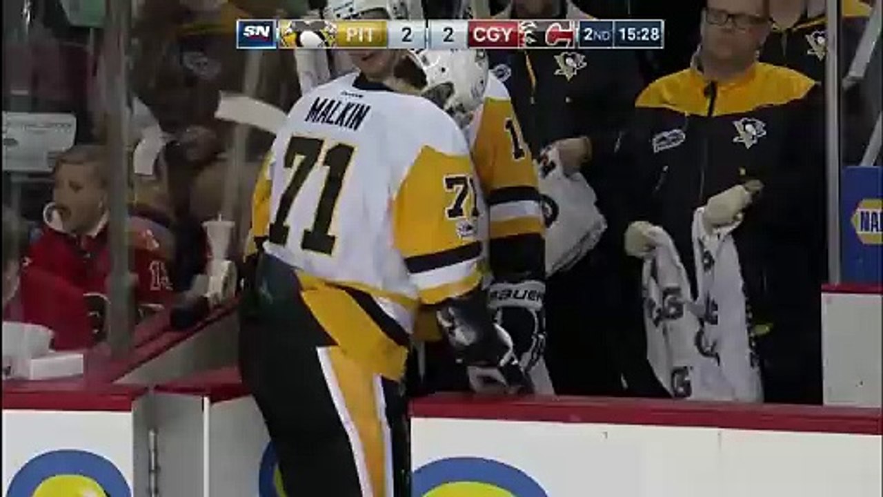 Penguins 16-17 Season - Malkin gets a friendly tap by Ferland after blocking a hard shot