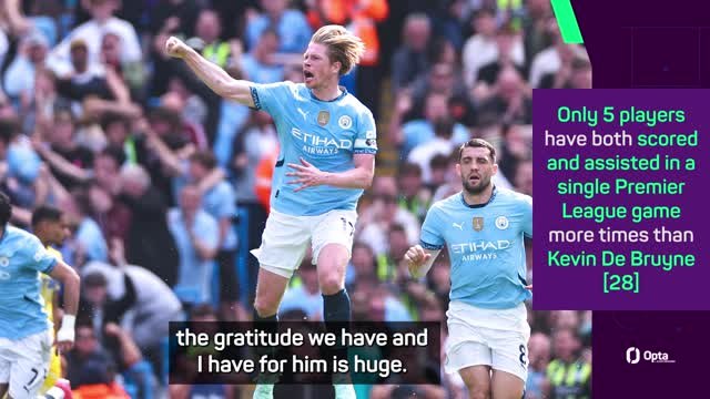 'Exceptionally talented' De Bruyne will be missed - Guardiola
