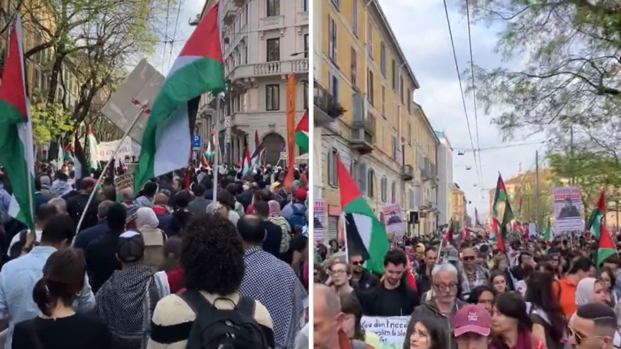 In migliaia in strada a Milano al corteo a sostegno della Palestina