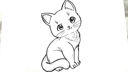 How to draw a cat step by step __ Cat drawing easy