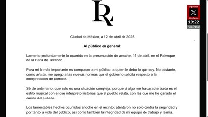 Luis R. Conriquez, emite comunicado tras atentado en Feria del Caballo