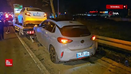 İstanbul'da 2 aracın karıştığı kaza alanına başka bir araç daldı
