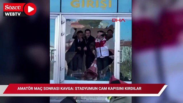 Amatör maç sonrası kavga: Stadyumun cam kapısını kırdılar