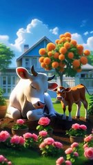 Cow and her baby planted marigold tree 🌷  A lovely story of a cow and her baby #shorts #ai #animals