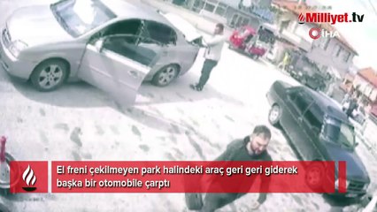 El frenini çekmeyi unuttuğu araç kazaya neden oldu