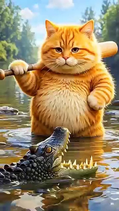 ai funny cat video#cats#crocodile#pets#cute