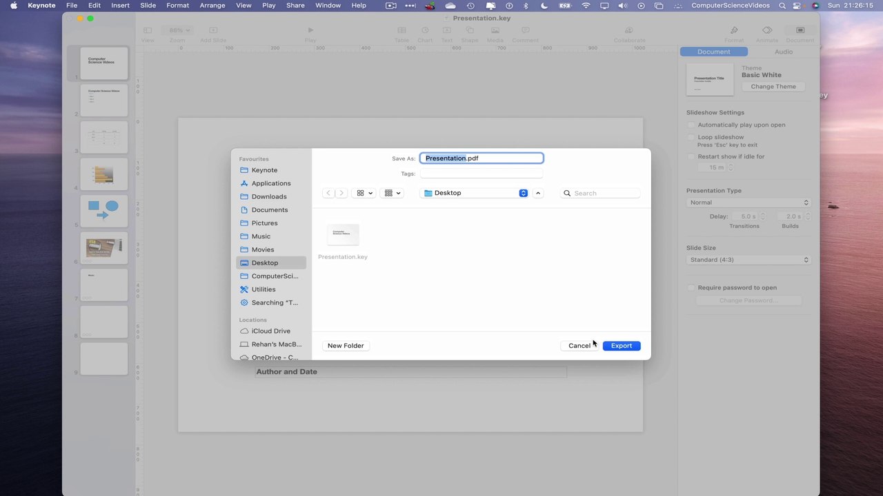 How to CONVERT Your Presentation to PDF On The Keynote Application Using a Mac Computer - Basic
