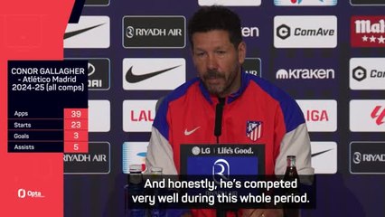 Simeone delighted with Gallagher's impact at Atletico