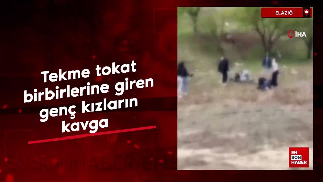Elazığ'da tekme tokat birbirlerine giren genç kızların kavgası