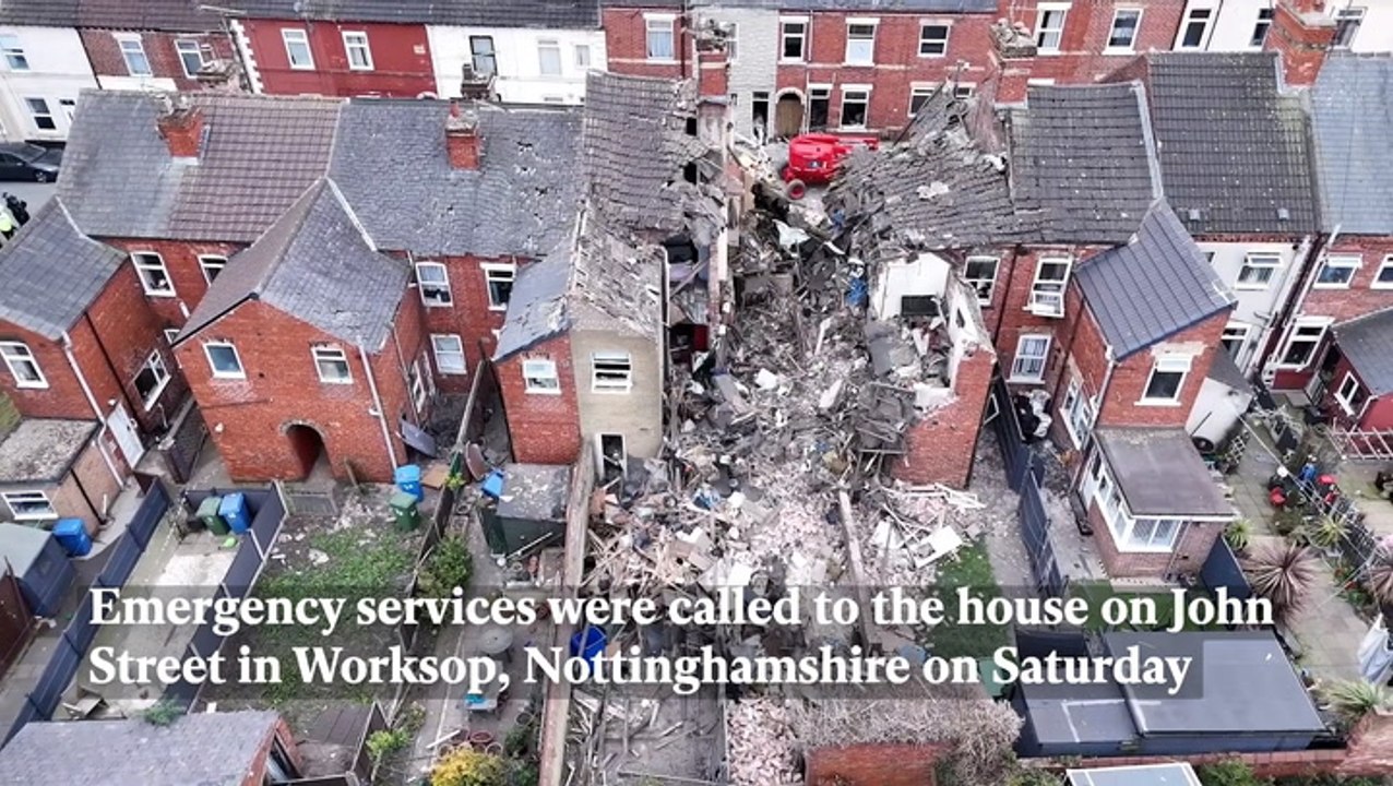 Drone footage shows house destroyed after deadly gas explosion