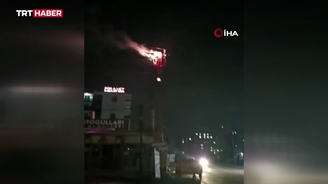 Elektrik trafosu havai fişek gibi patladı