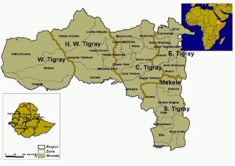 Map of Tigray Region. Peta Region Tigray. Peta Wilayah Tigray. Tigray Region Map. Map of Region of Tigray. Region of Tigray Map