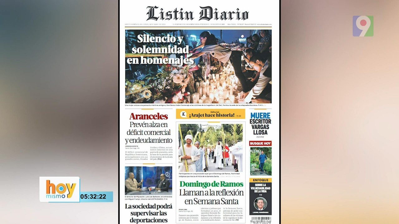Titulares prensa dominicana lunes 14 de abril  2025 | Hoy Mismo