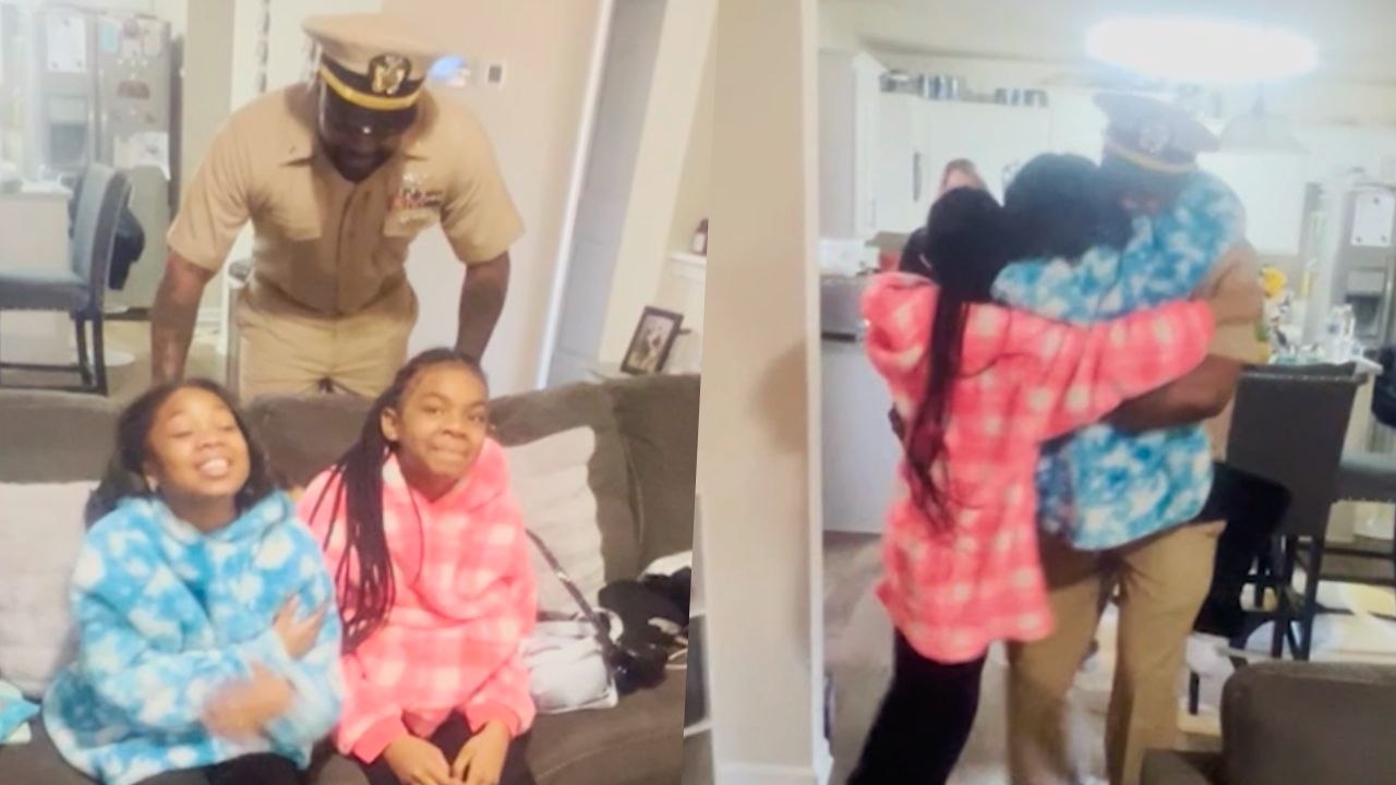 Kids Burst Into Tears When They Hear Sailor Dad's Voice For Surprise Reunion After Three Years Apart | Happily TV