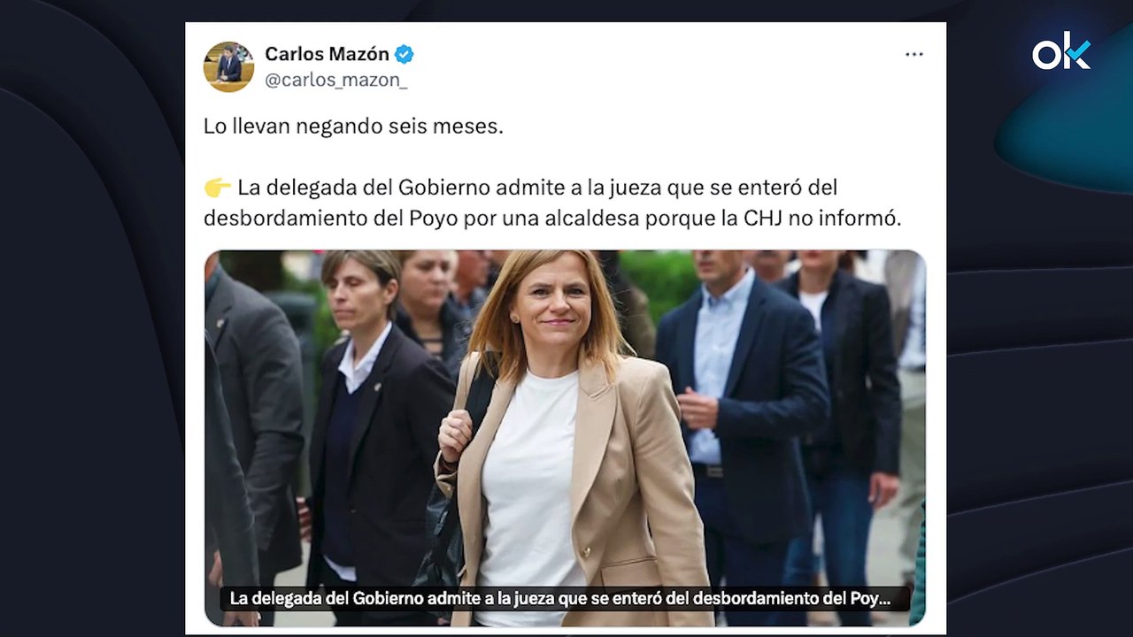 Mazón celebra que la delegada del Gobierno reconozca a la juez de la DANA "lo que lleva negando 6 meses"