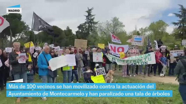 Los vecinos de Montecarmelo salen a la calle y paralizan una tala de árboles