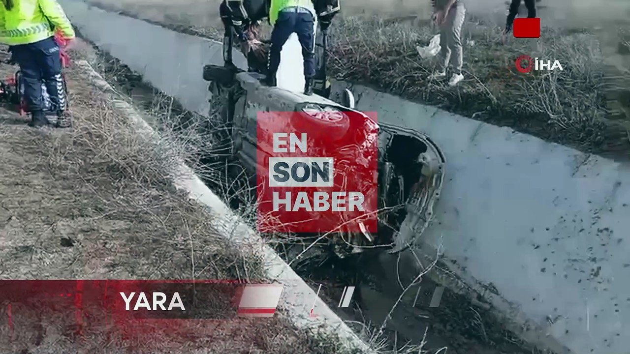 Aksaray'da otomobil sulama kanalına düştü