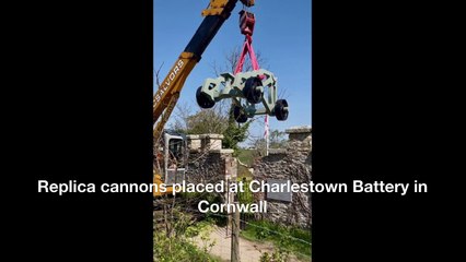 Replica cannons placed at Charlestown Battery in Cornwall