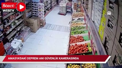 Amasya'daki deprem anı güvenlik kamerasında