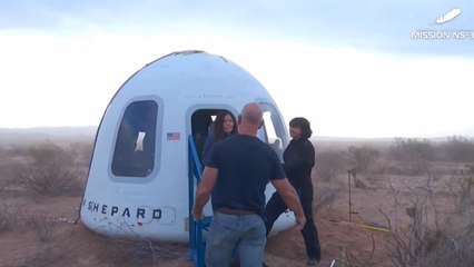 Katy Perry lands back after first all-female Blue Origin space flight