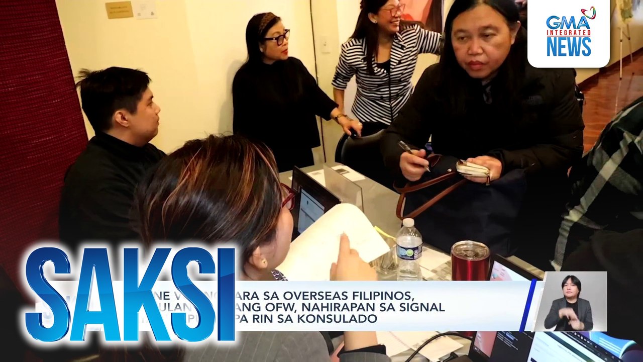 Online voting para sa overseas Filipinos, sinimulan na; ilang OFW, nahirapan sa signal kaya nagpunta pa rin sa konsulado | Saksi