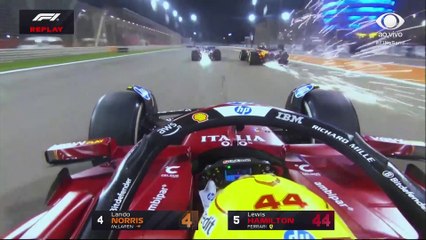 Norris ultrapassa Hamilton por fora da pista e devolve posição no Bahrein