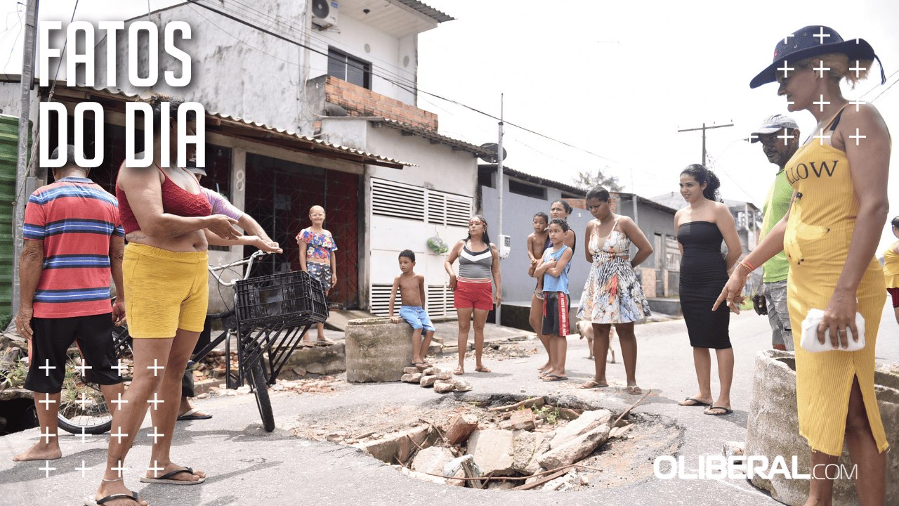 Moradores protestam pedindo melhorias em rua esburacada e sem sinalização em Ananindeua