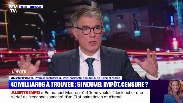 Pour Olivier Faure, il y aura censure s'il n'y a pas de contribution des plus riches pour trouver 40 milliards d'euros dans le budget
