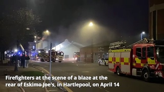 Firefighters at the scene of Hartlepool town centre blaze on April 14
