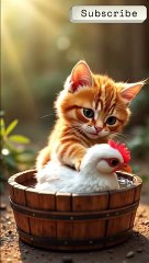 🐱🐥 Kitten Bathes a Chick – Cutest Caretaker Ever! 💛