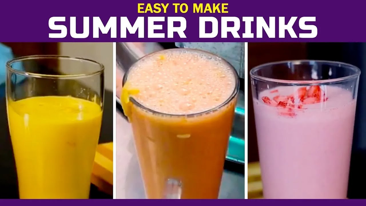 3 Super Yummy Shake Recipes ~ Mango Milkshake, Apple Juice, Strawberry Milkshake ~ Refreshing drinks