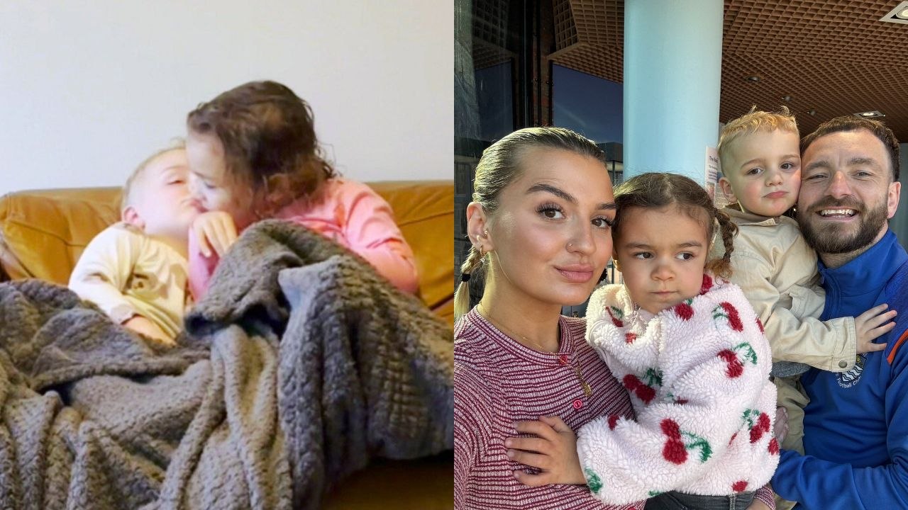 Kleiner junge pflegt seine autistische schwester, die nicht spricht