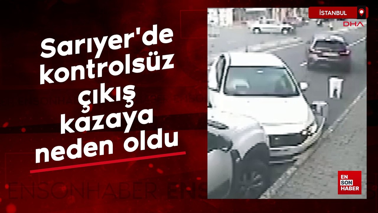 Sarıyer'de yola çıkan araca çarpan otomobil, karşı şeride geçti