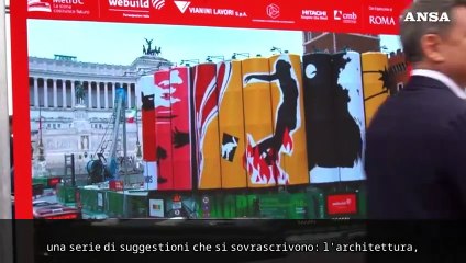 Roma, svelata una nuova opera sui silos di piazza Venezia