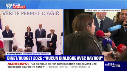 Conférence sur les finances publiques: Sophie Binet (CGT) déplore l'absence de "dialogue" et "un manque de réponses"