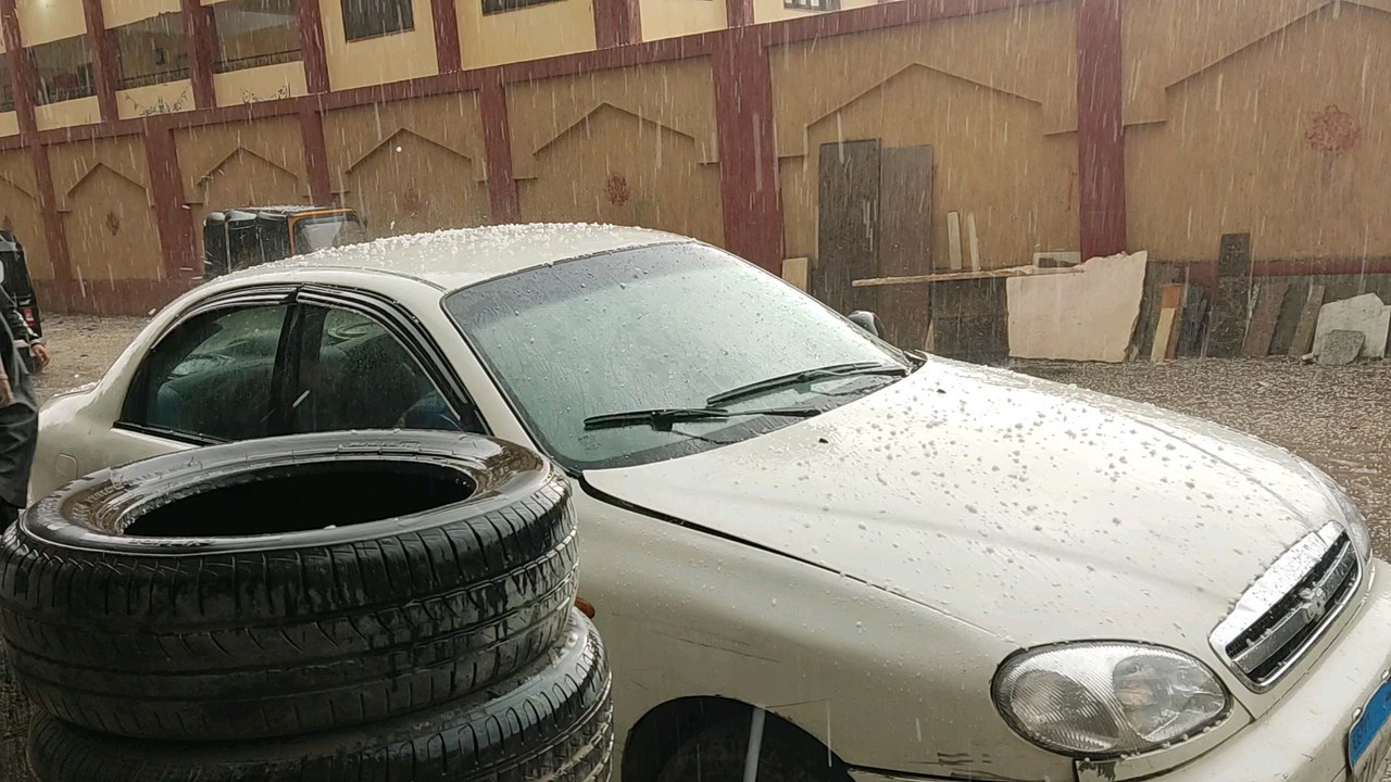 The car was covered in snow from the sky
