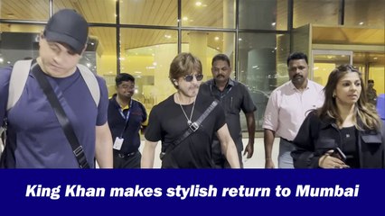 King Khan makes stylish return to Mumbai