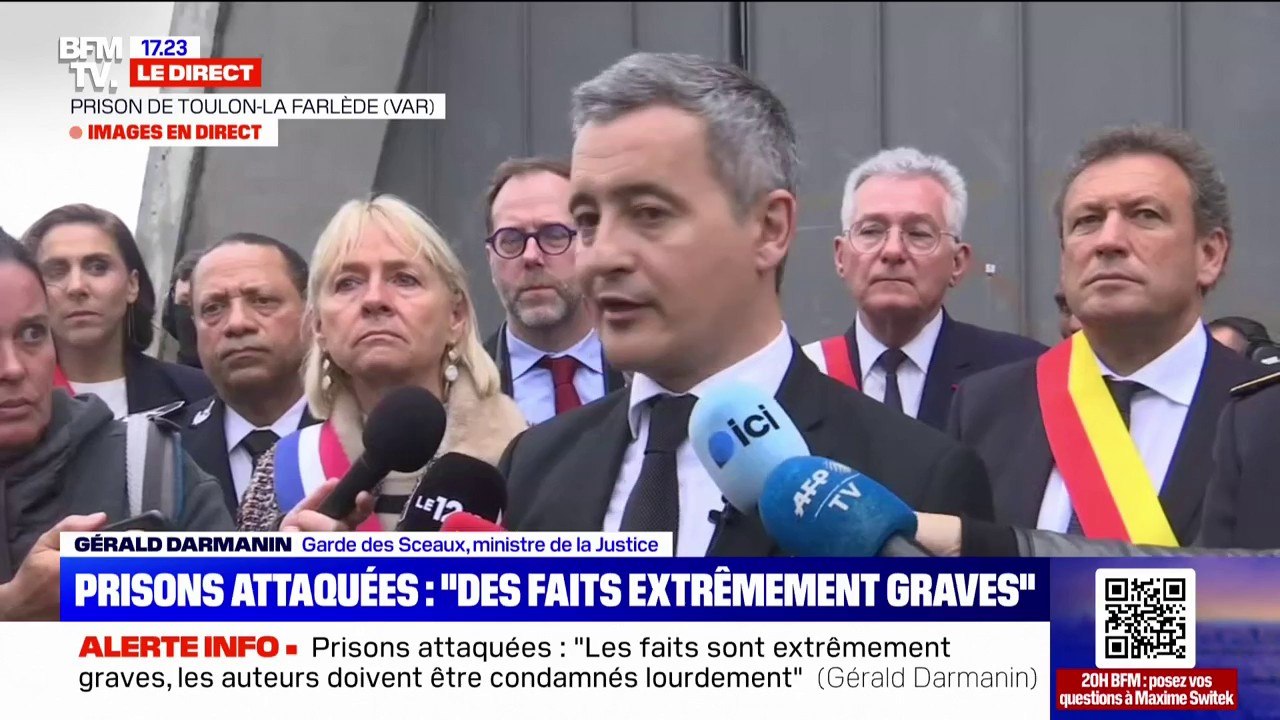 Prisons attaquées: "Nous avons eu des menaces sur les établissements de Vendin-le-Vieil et de Condé-sur-Sarthe", affirme Gérald Darmanin