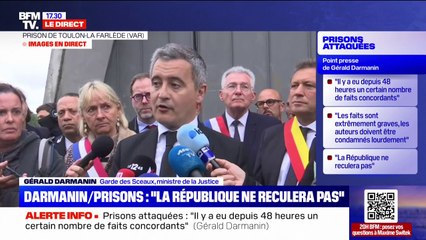 Gérald Darmanin demande aux "policiers, aux gendarmes, aux préfets, qu'ils protègent les agents pénitentiaires"