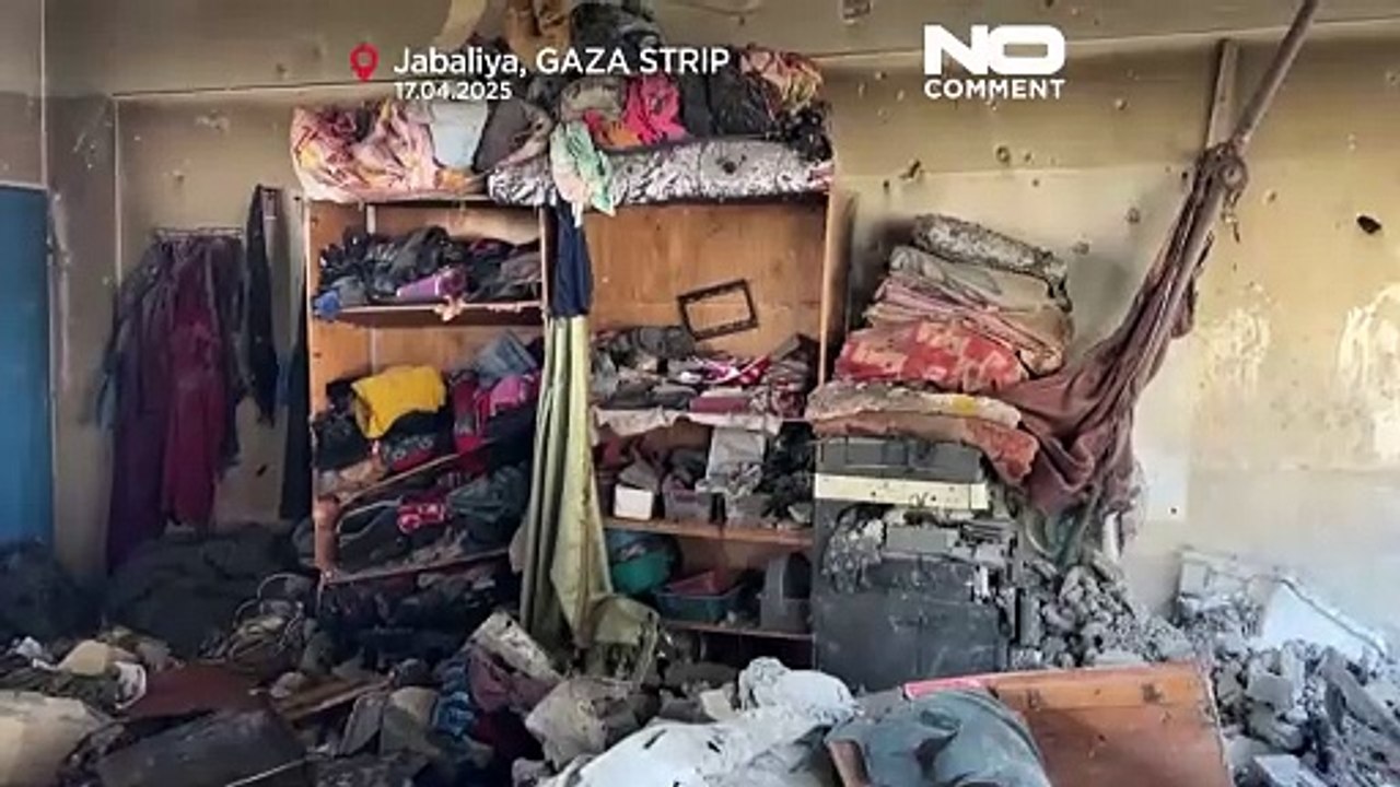 Footage shows Gaza school wreckage following Israeli strike