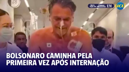 Bolsonaro anda pela primeira vez após internação em Natal