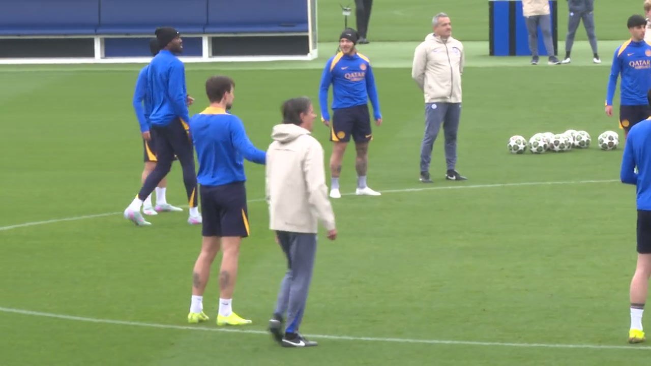 Inter training ahead of champions League quarter final second leg leading Bayern Munich 2-1