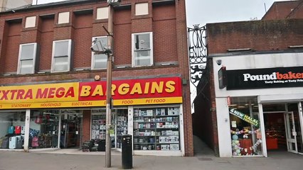 Shutters down on Dudley High Street Shops, but suprising number still open and trading.