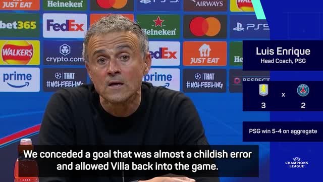 Enrique laments 'childish errors' but 'delighted' to reach UCL semi-final