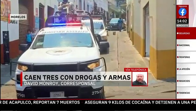 Autoridades de Morelos detienen a tres hombres con drogas y armas en Cuernavaca