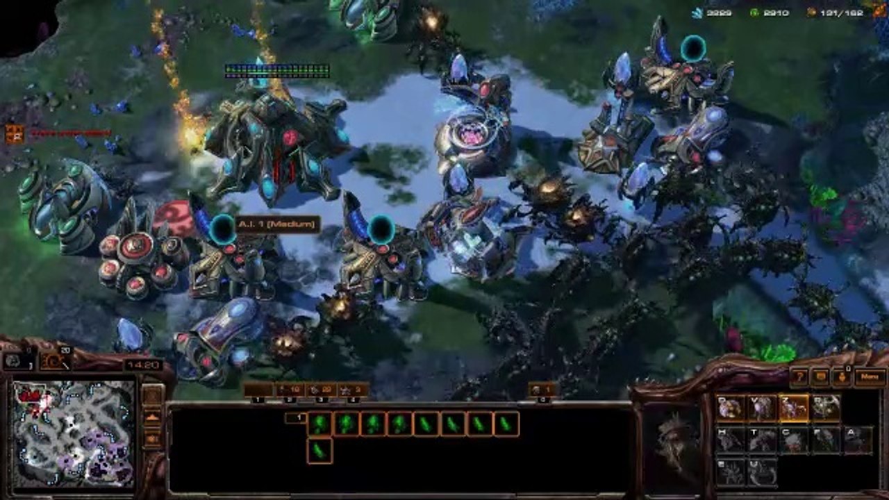 [SC2]No.0367--Great ZERG Player vs Medium-Level PROTOSS A.I, WIN[QueenRavagerLing].CUT.01'25-19'10