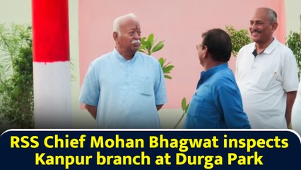 RSS Chief Mohan Bhagwat inspects Kanpur branch at Durga Park